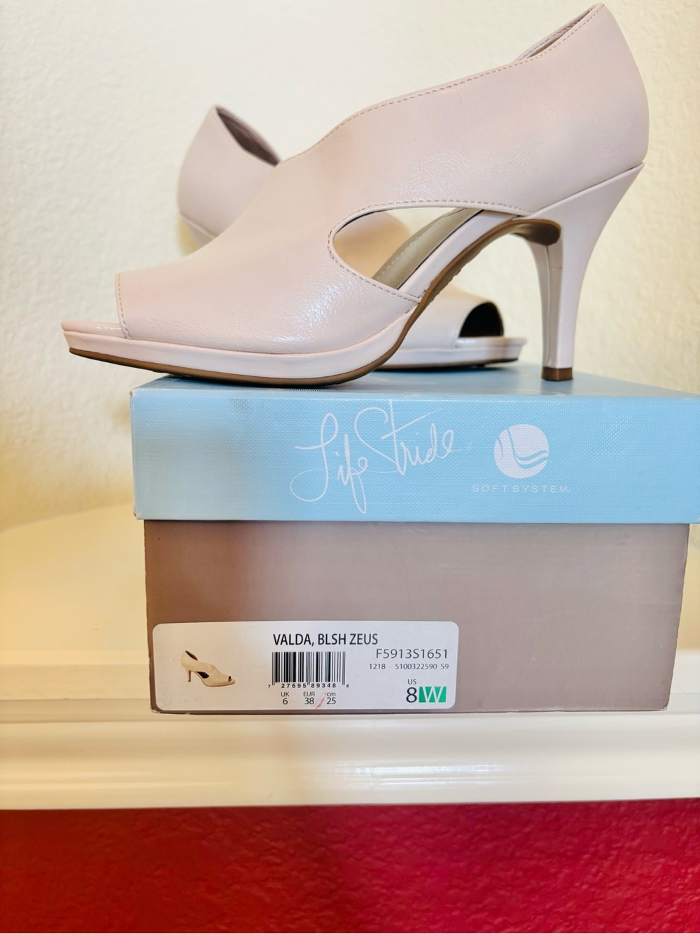 Life Stride Valda Peep-Toe Heel in Blush Pink